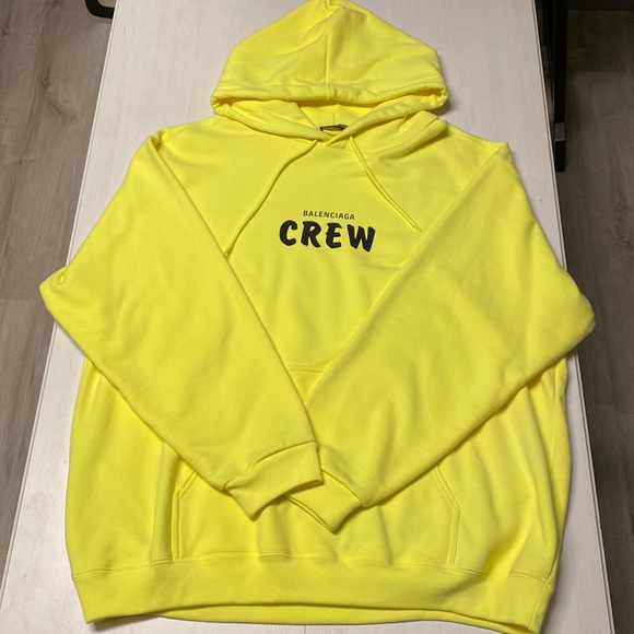 Balenciaga Oversized Crew Alphabet Printed Hoodie - Fluorescence Yellow - 2XL - Picture 4 of 9